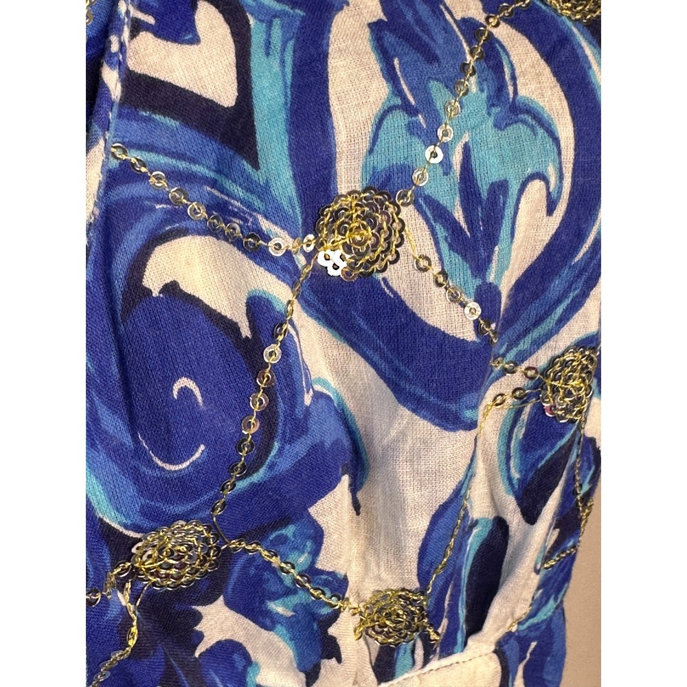 NWT ANTICA SARTORIA Blue White Printed Halter Maxi Dress One Size - Picture 9 of 11